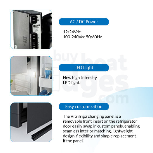 DP2600IBD4-F-3 - Vitrifrigo Front-Loading, Double Door Black Refrigerator w/Freezer Flush Flange (Internal Cooling Unit) UL
