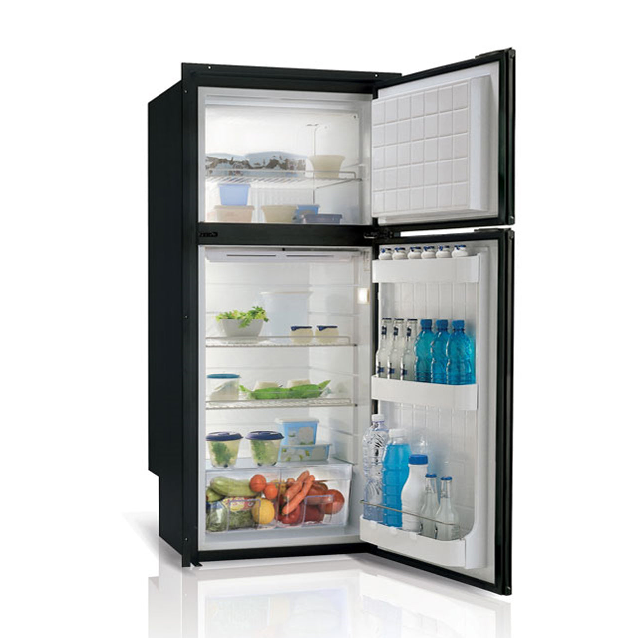DP2600IBD4-F-3 - Vitrifrigo Front-Loading, Double Door Black Refrigerator w/Freezer Flush Flange (Internal Cooling Unit) UL