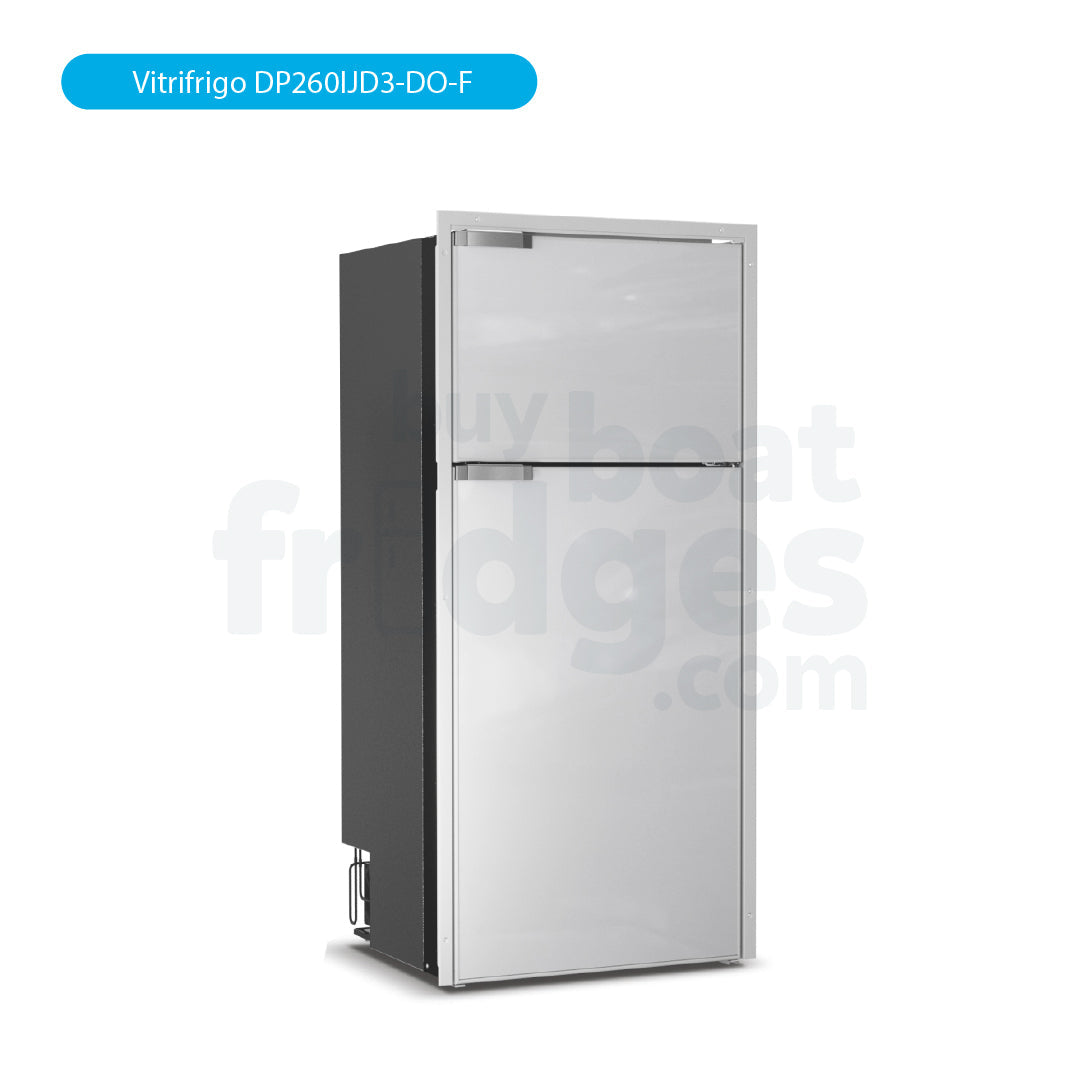 DP260IJD3-DO-F - Vitrifrigo Front-Loading, Double Door Grey Refrigerator w/Freezer Flush Flange (Internal Cooling Unit) - DC ONLY - Digital Series