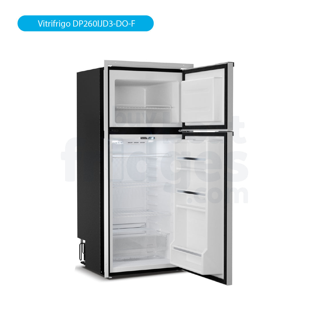 DP260IJD3-DO-F - Vitrifrigo Front-Loading, Double Door Grey Refrigerator w/Freezer Flush Flange (Internal Cooling Unit) - DC ONLY - Digital Series