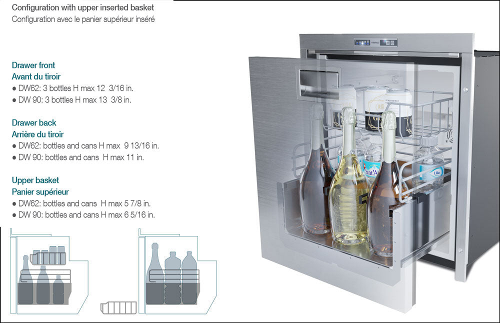 Vitrifrigo DW90IXP4XD-1 RV Refrigerator Only Drinks – 3.2 cu ft, Stainless Steel, Steelock Latch, Internal Cooling, 12/24VDC &amp; 100-240VAC, OCX2 Model